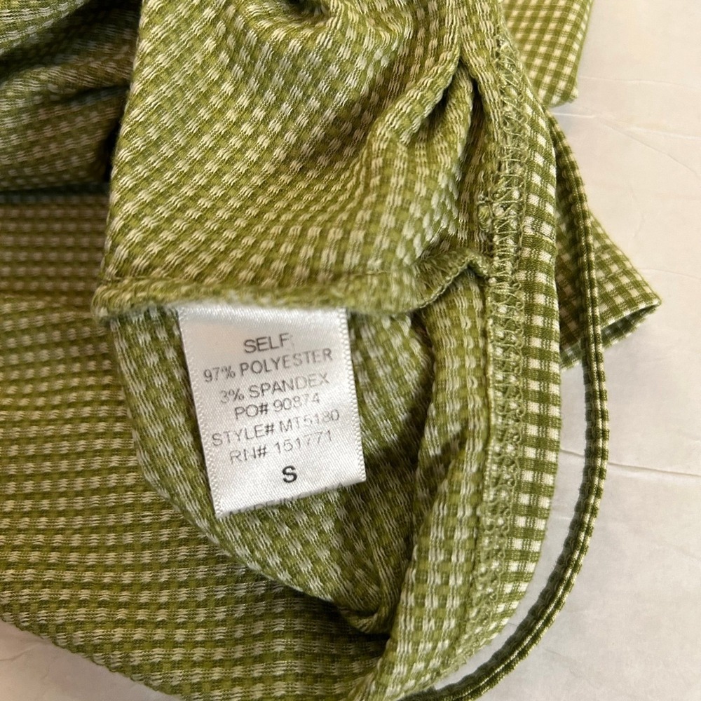 Le Lis Gingham Wrap Tie Crop Top Fitted Green Small Y2K Retro Baby Tee - Picture 8 of 9